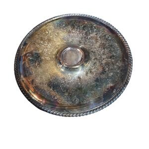 Wm Rogers Silver Plate Round Ornate Serving Tray 866 12.25" Diameter